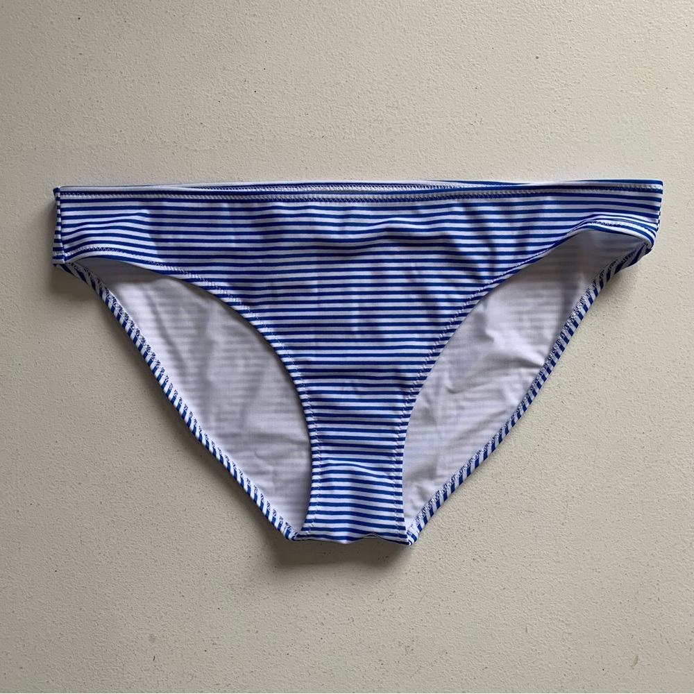 Aerie Size Large Bikini Bottom Blue & White Stripe NWT Beach Vacation Swimwear